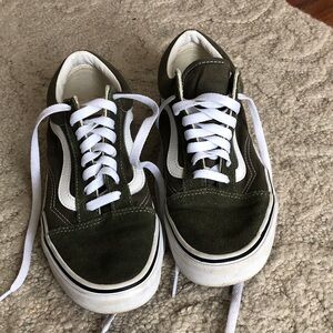 Vans Olive Green Canvas and Suede Sneakers